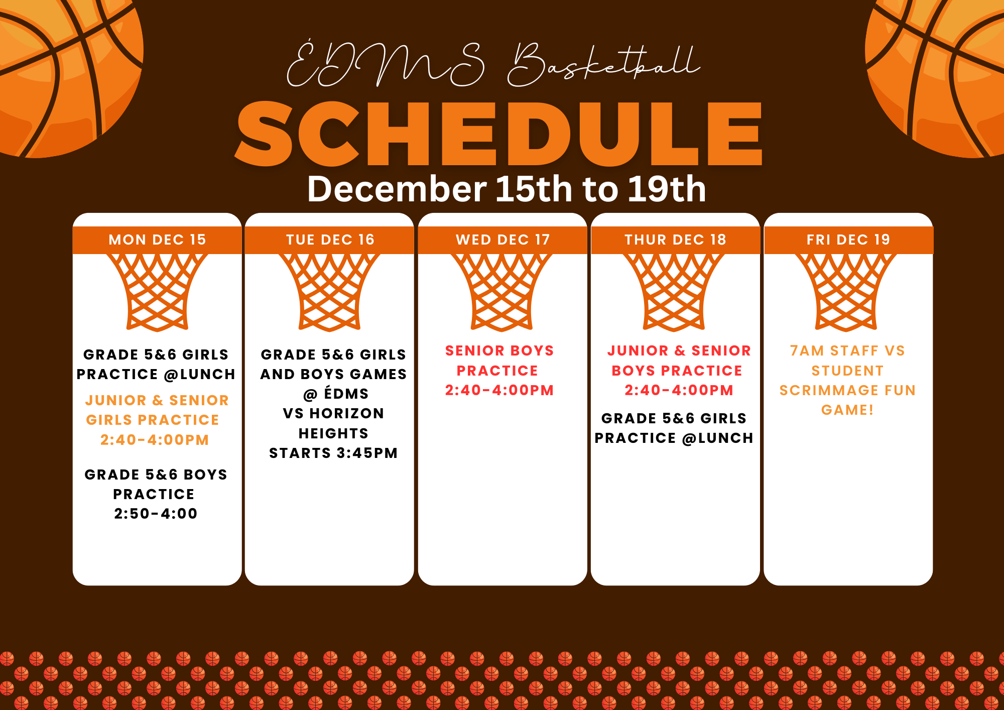 Brown White Creative Basketball Class Schedule 4 