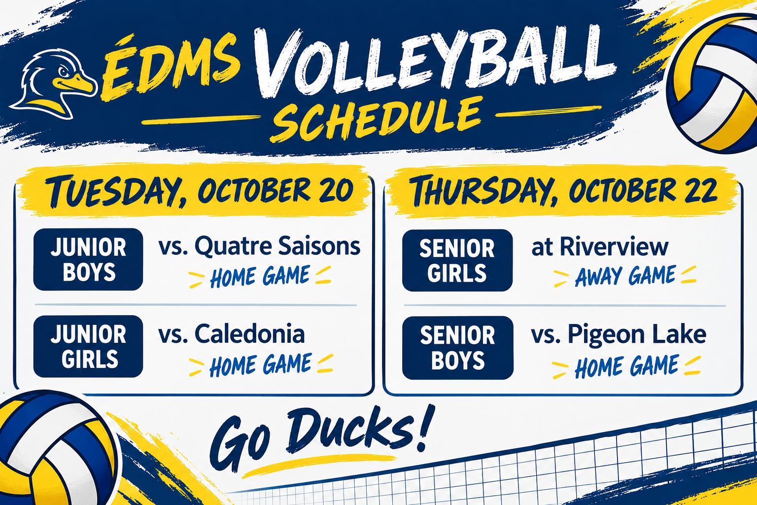 ÉDMS Volleyball Schedule Poster