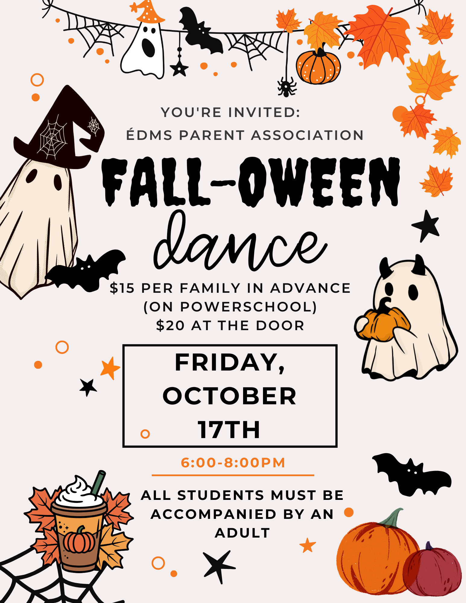 Orange Black Illustrative Halloween Party Invitation Flyer