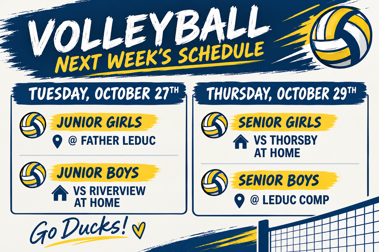 Volleyball Next Week Schedule