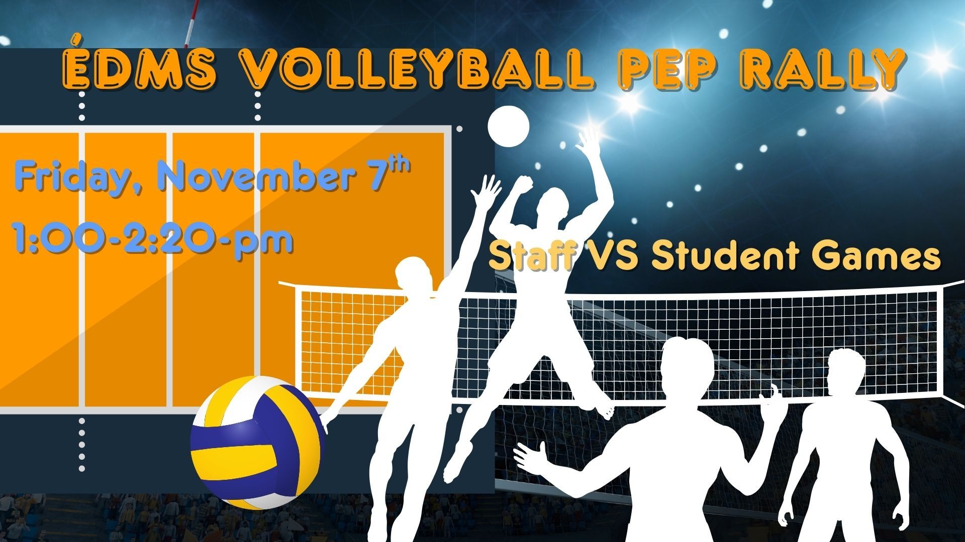 Blue Yellow and White Dynamic Volleyball Presentation