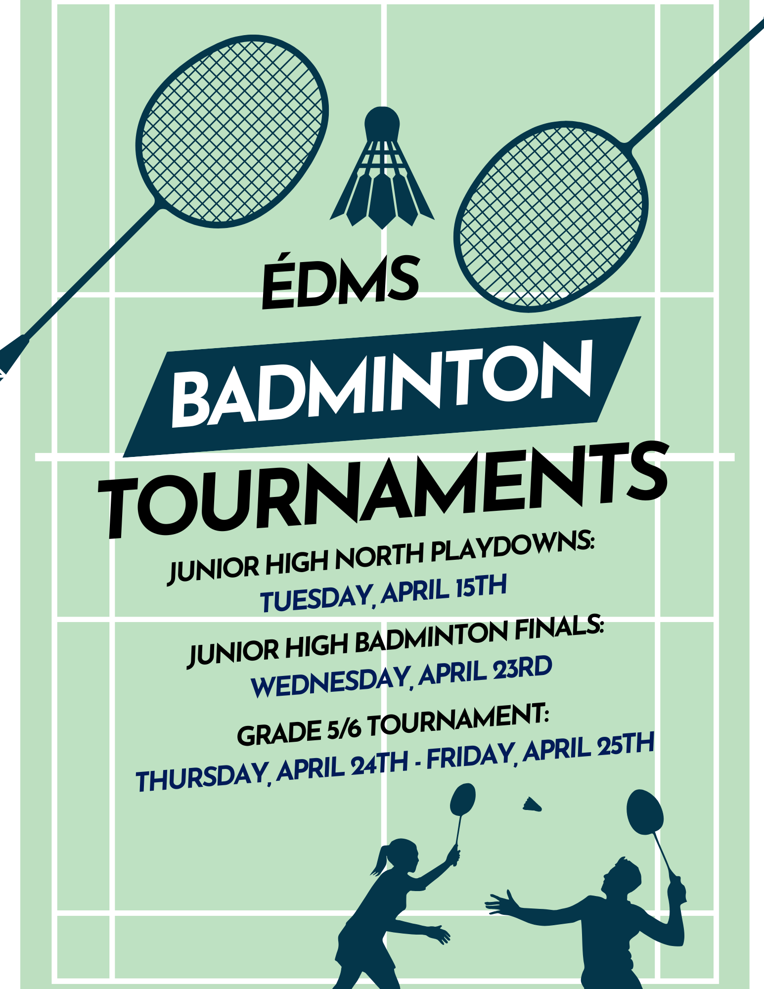 Navy and Green Playful Badminton Championship Flyer