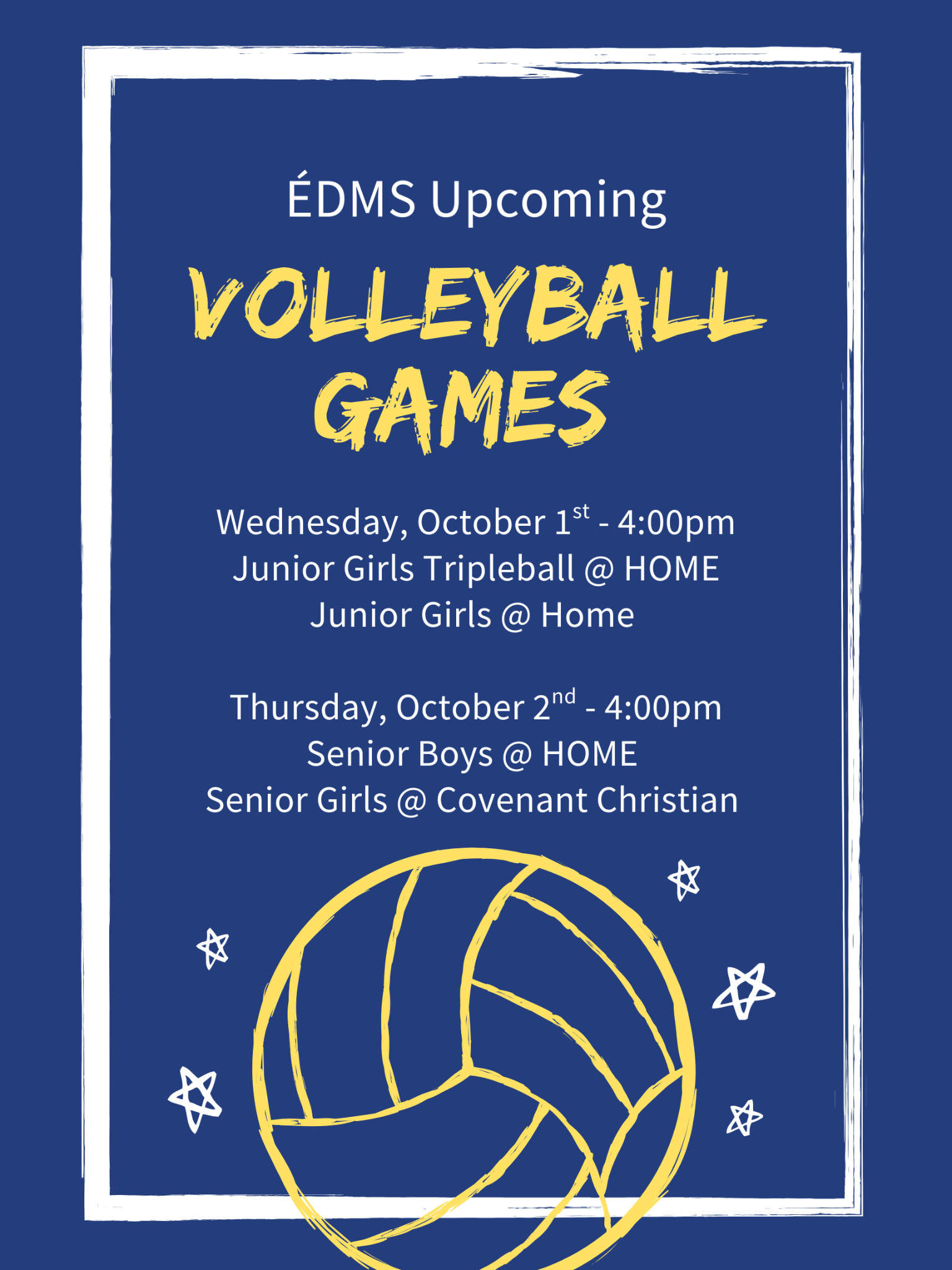 Blue with Yellow Volleyball Illustration Poster