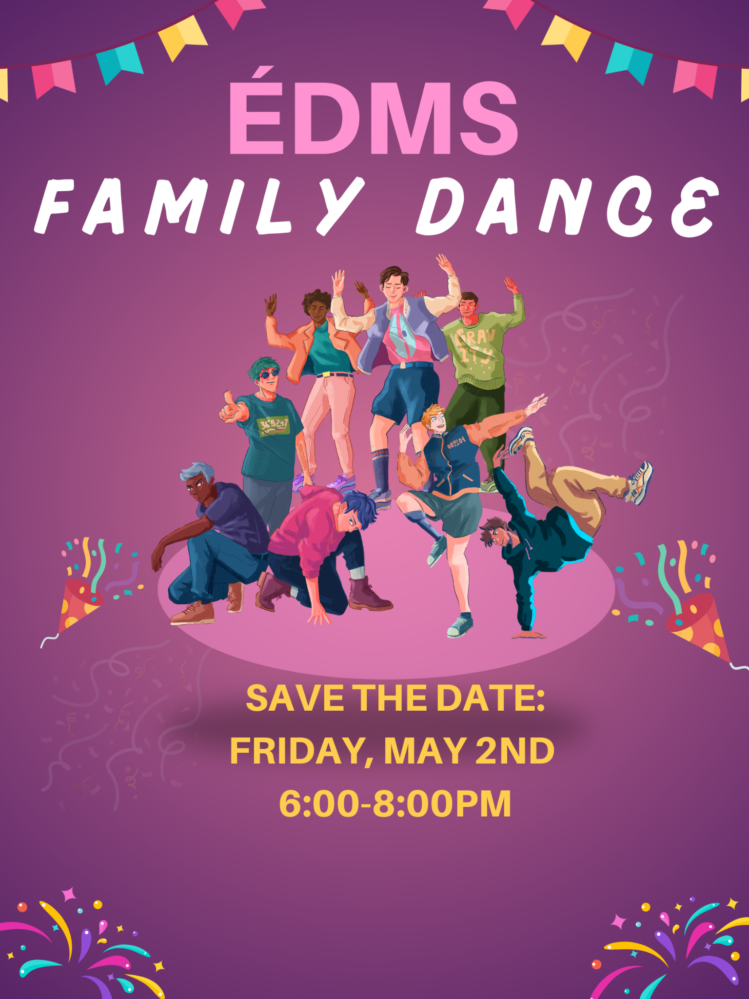 Purple Pink Playful Illustrative Dance Party Poster 1 