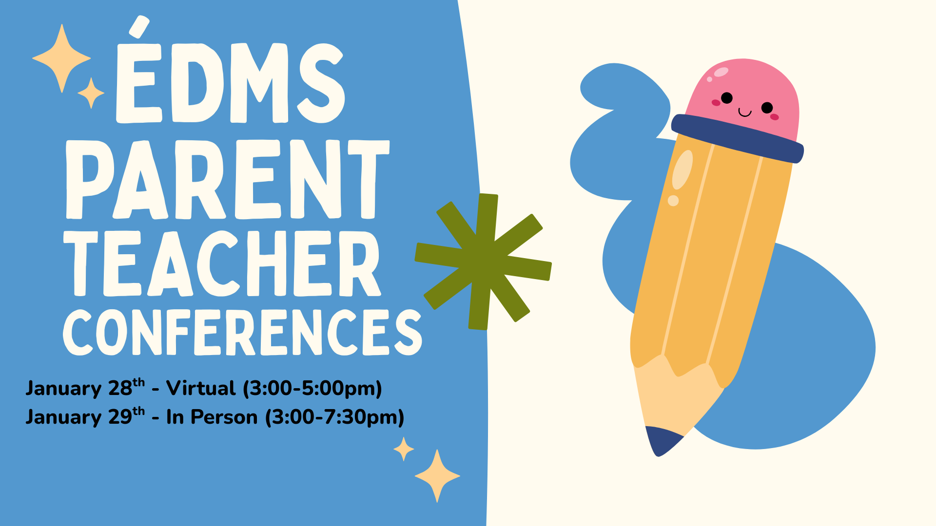 Blue And Beige Playful Cute Parent Teacher Conference Presentation