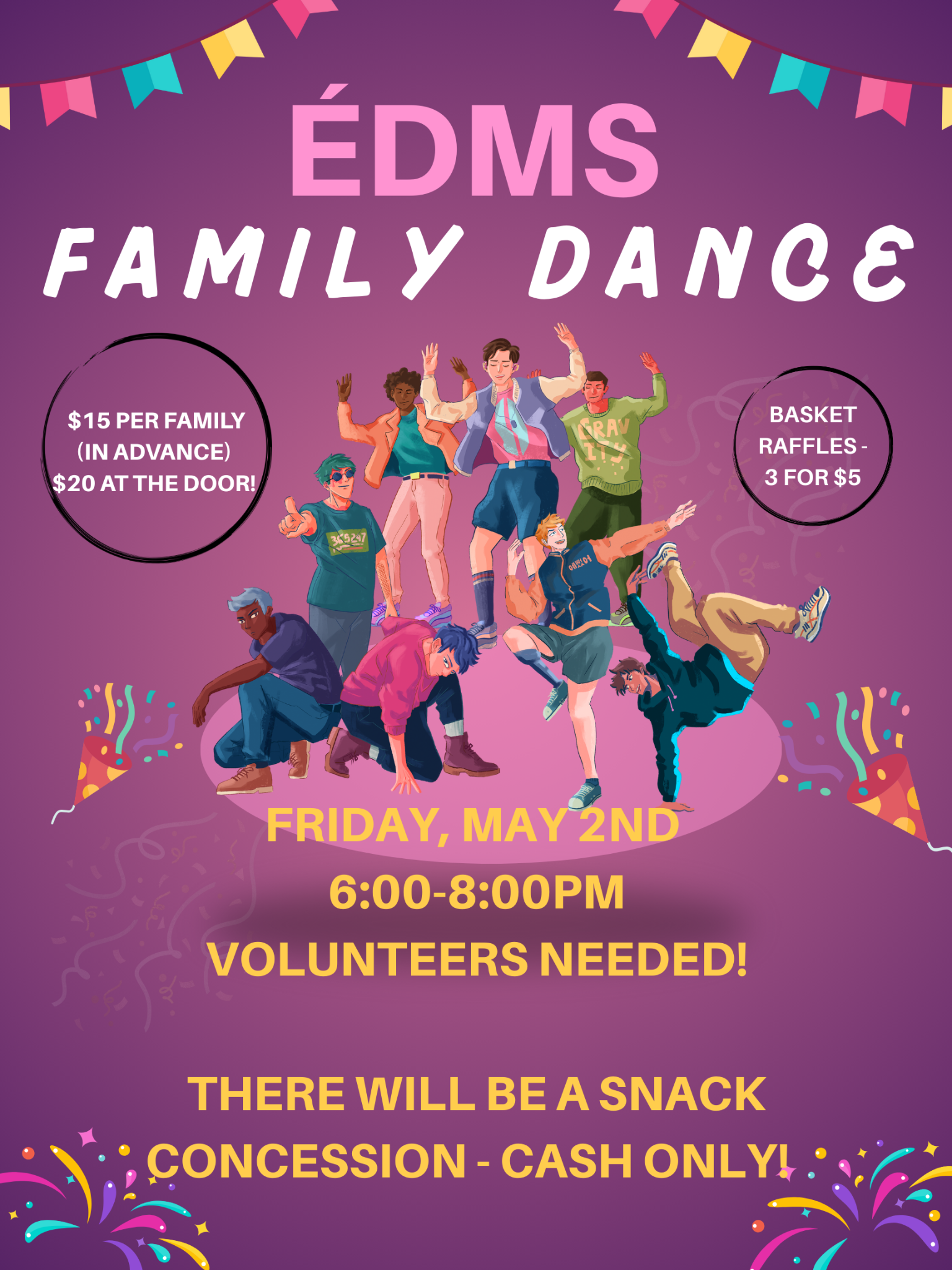 Purple Pink Playful Illustrative Dance Party Poster 2 