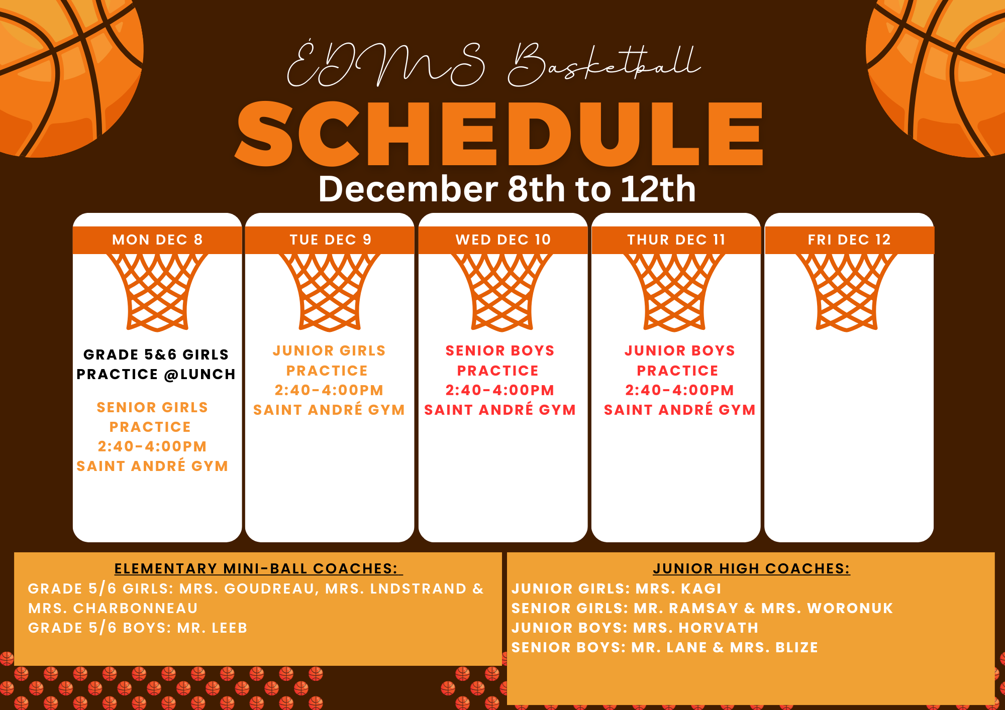 Brown White Creative Basketball Class Schedule 2 