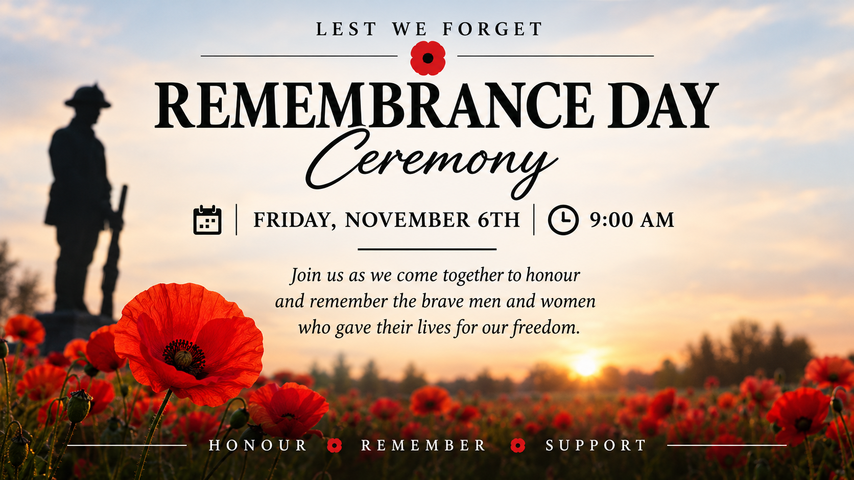Remembrance Day Ceremony Among Poppies