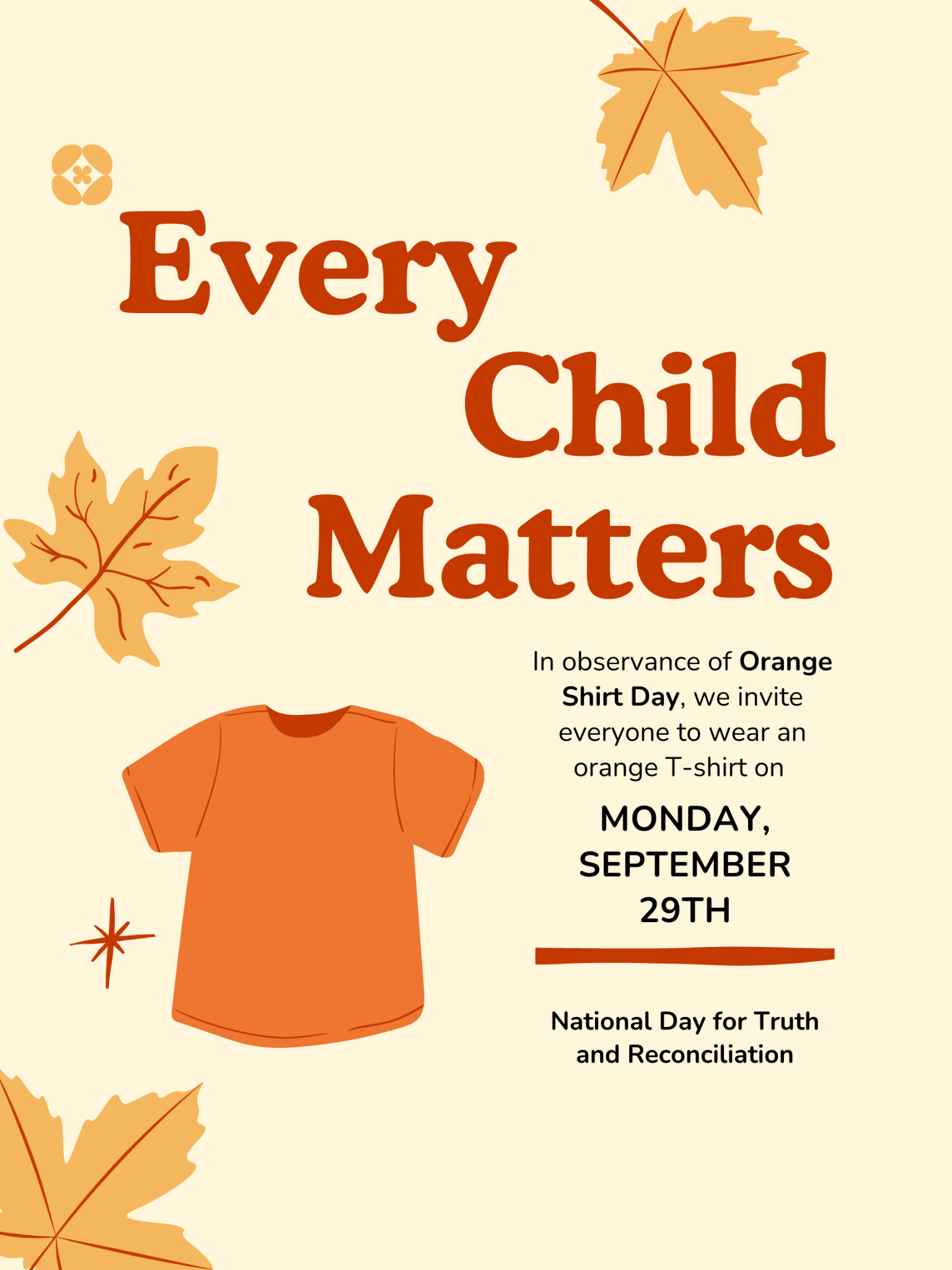 Orange Shirt Day Orange Shirt Day Poster in Cream Yellow Orange Warm Organic Style